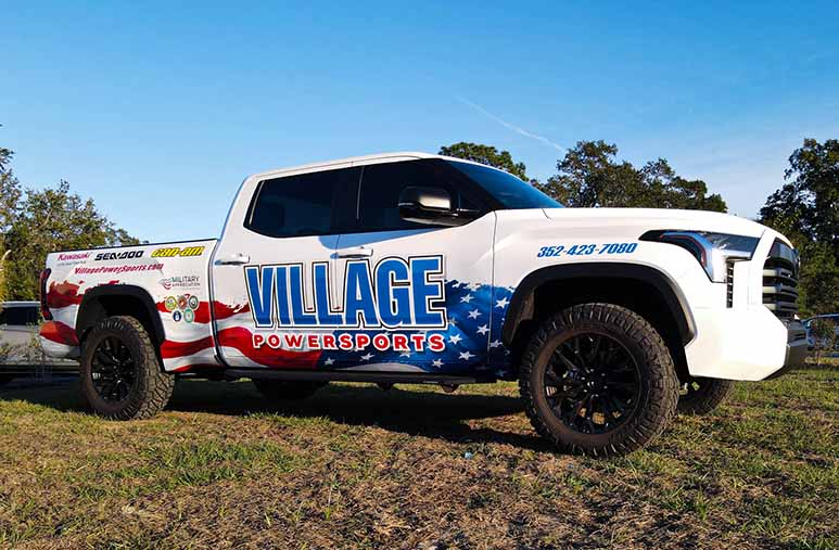 Village Powersports Truck for delivery, service and customer relations